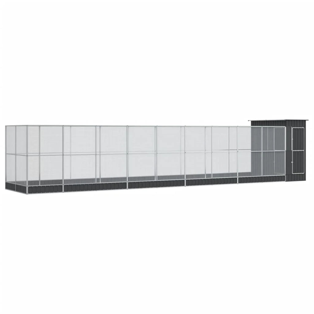 Voliera a gabbia con estensione in argento 1037 x 203 x 216 cm acciaio argento 02_0045642