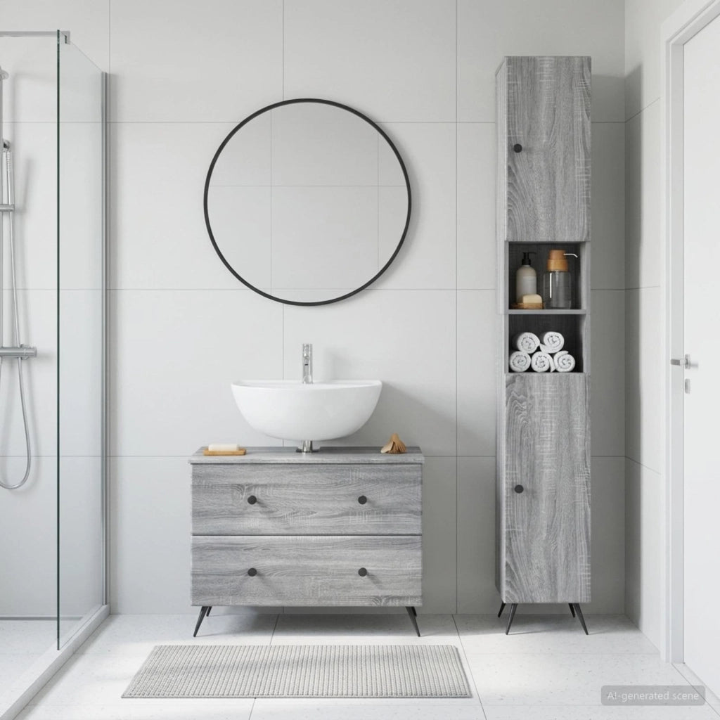 Set di Armadi da Bagno da 2 Pezzi BREDA Sonoma grigio 3417564