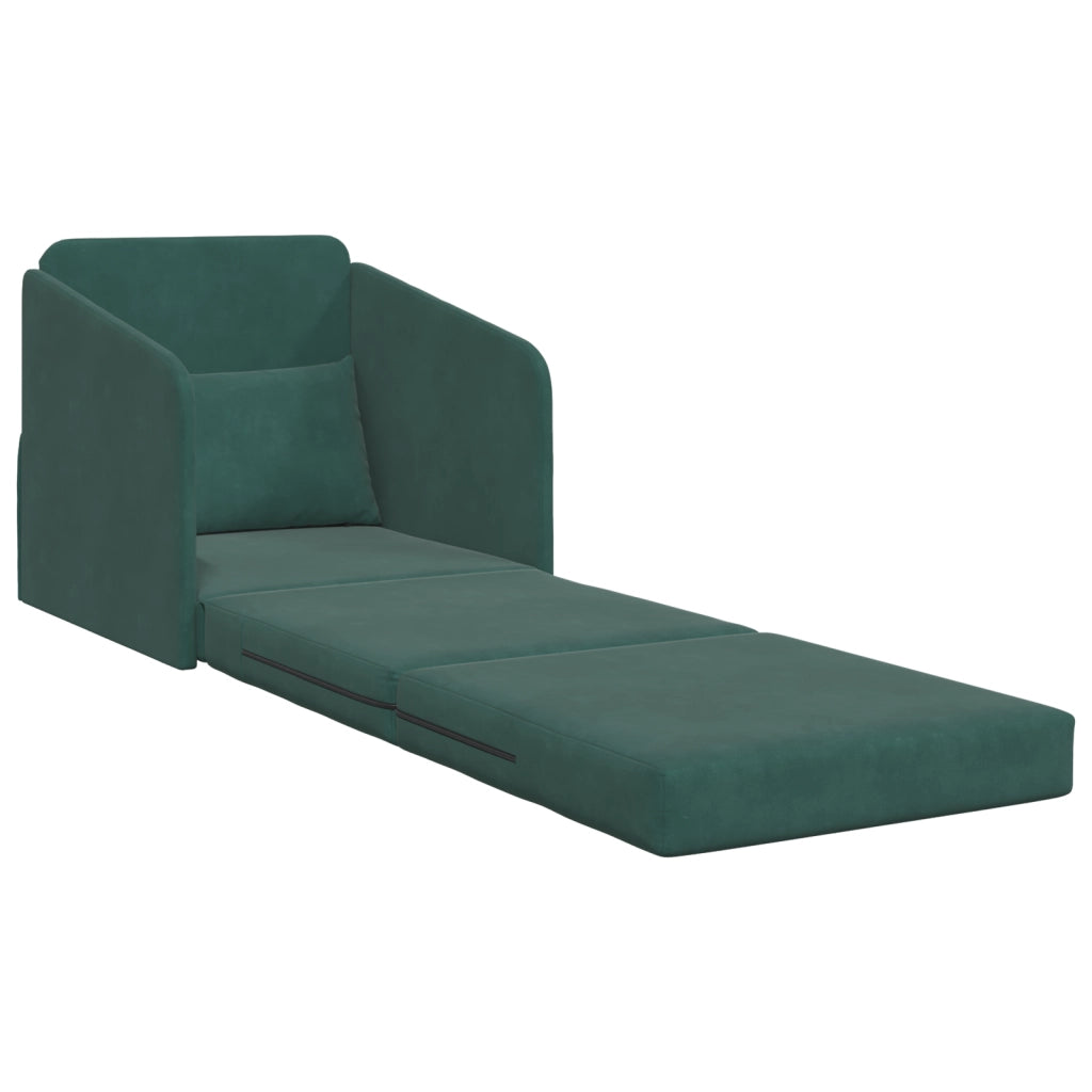 Divano Letto 2-in-1 Verde Scuro 65x80x83 cm Velluto