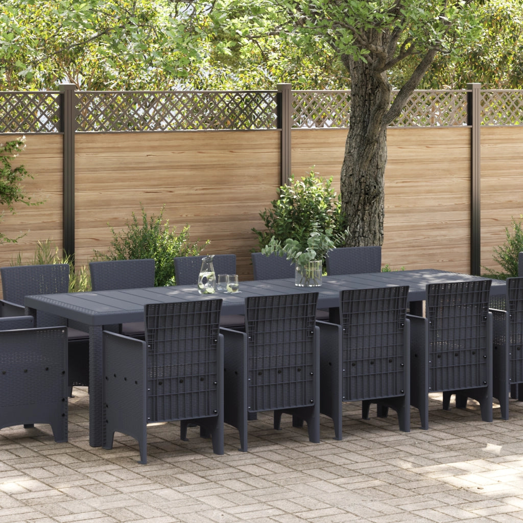 Set Pranzo Giardino  13 Pezzi con Cuscini Antracite Polyrattan