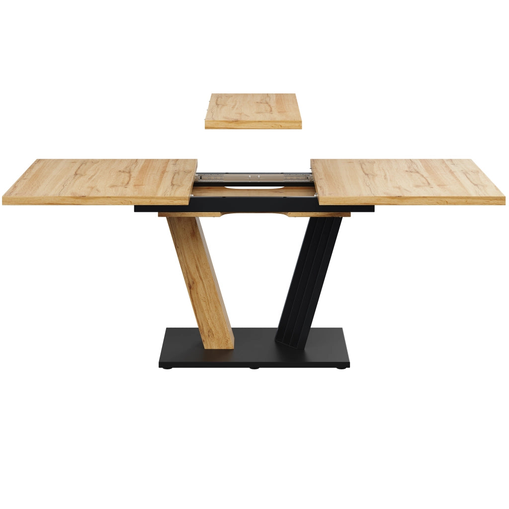 Tavolo da pranzo allungabile con piano in MDF, gambe regolabili e finitura effetto legno per cucina e soggiorno