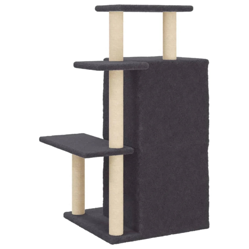 Tiragraffi per gatti torre per arrampicata giocattolo piattaforma per arrampicata con tiragraffi in sisal scuro 97 cm grigio 02_0022723