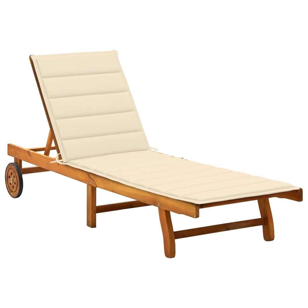 Lettino Prendisole da Giardino con Cuscino Massello di Acacia cod mxl 72112