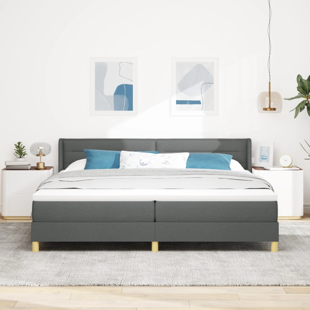 Letto con Box Spring e Materasso Grigio Scuro 200x200 cm Tessuto