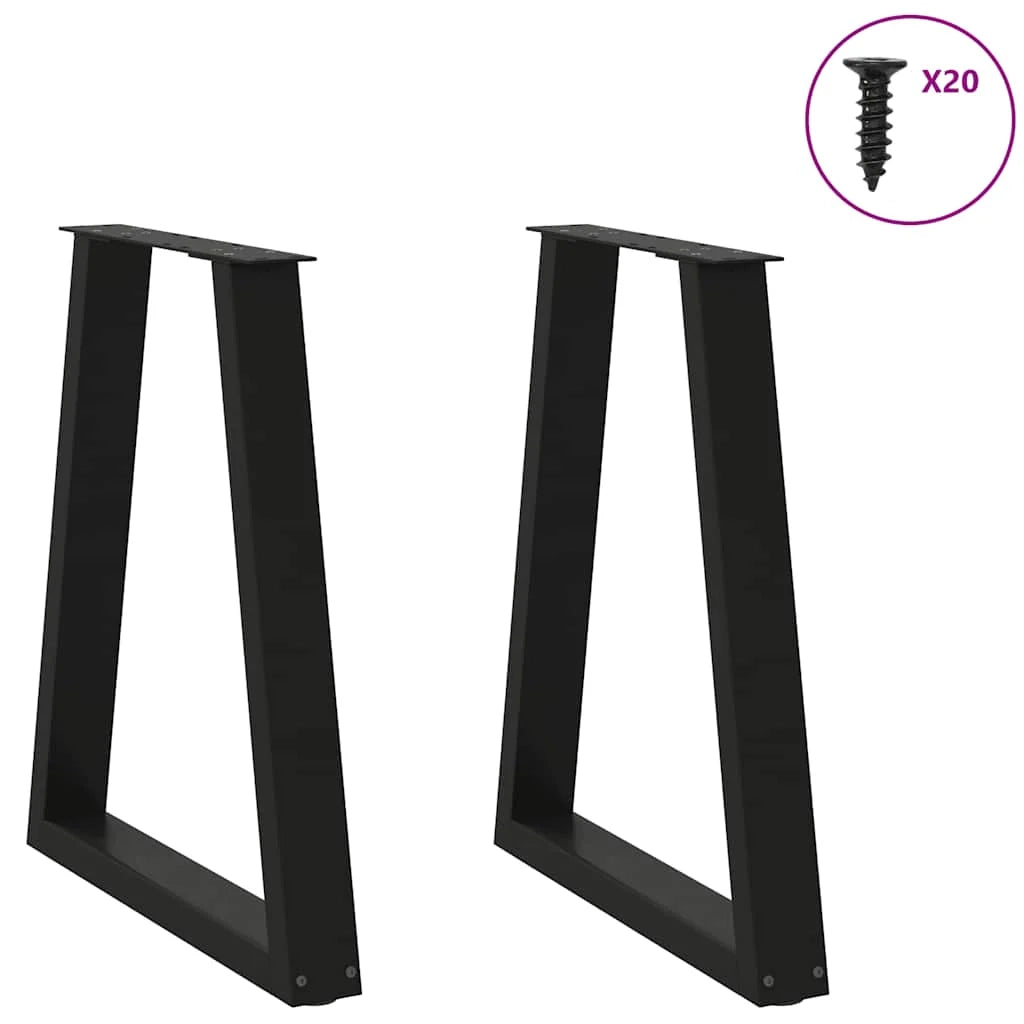 Set di 2 gambe regolabili per tavolo da pranzo a forma di V 60 x 73 cm design moderno acciaio nero 02_0056857