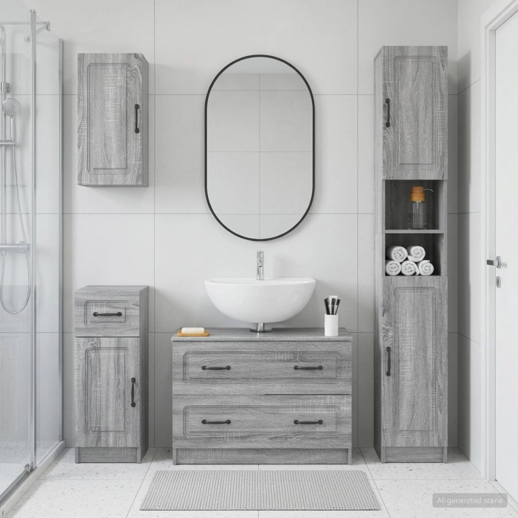 Set di Mobili da Bagno da 4 Pezzi UTRECHT Sonoma grigio 3417978