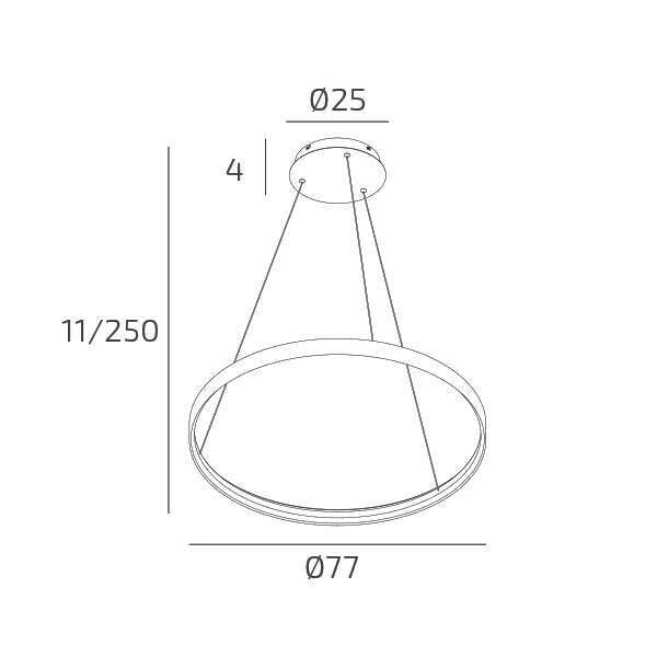 MALIKA SOSPENSIONE 80 CM ORO CHAMPAGNE LED CCT SWITCH 3000/4000/6000°K 56W 7469-7639LM CRI 90
