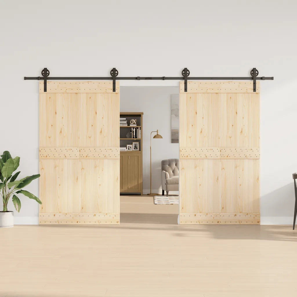 Kit di Binari per Porte Scorrevoli 366 cm Acciaio Nero CFW7698525
