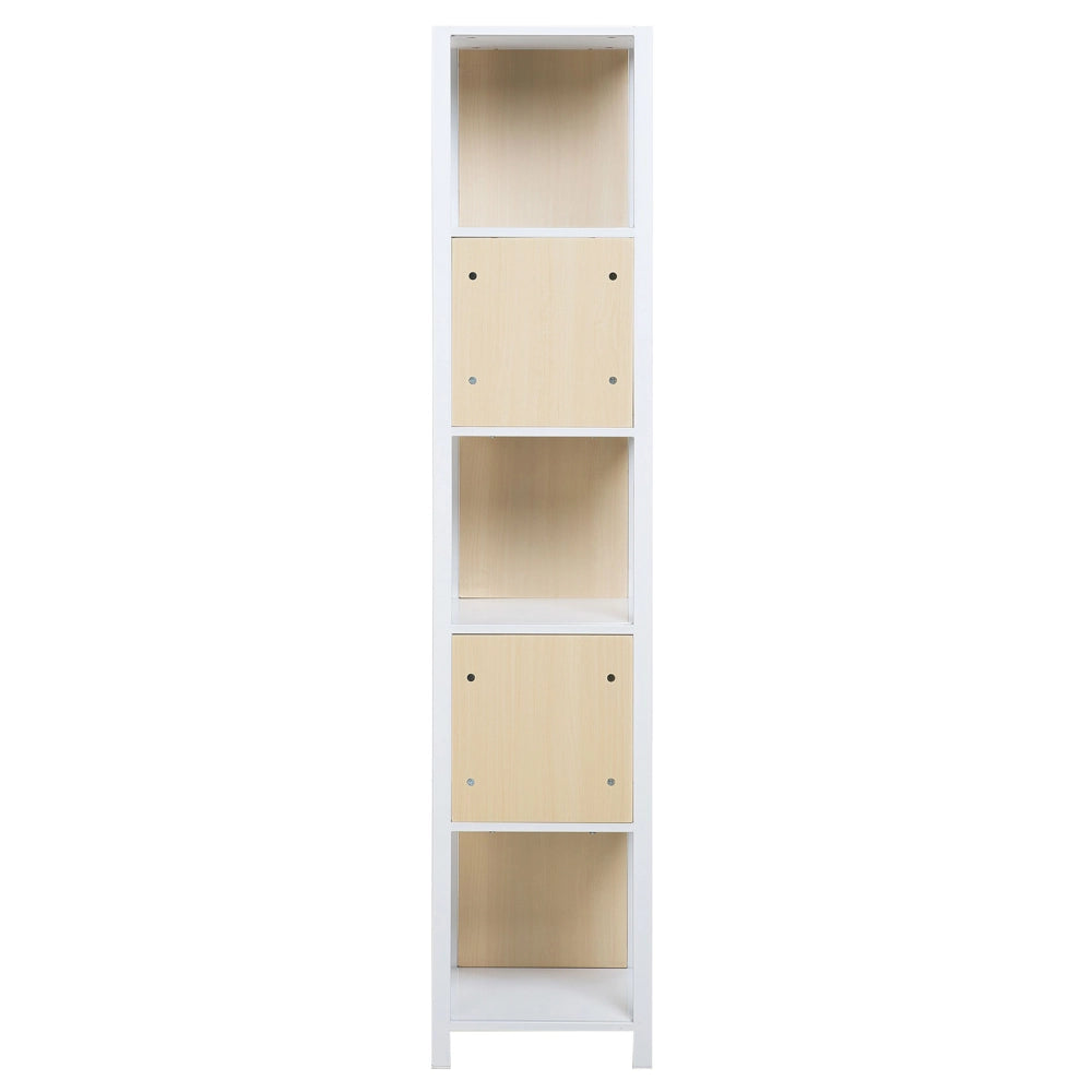 Libreria bianca con legno chiaro 165 x 35 cm Scaffale a 5 ripiani Moderno e minimalista