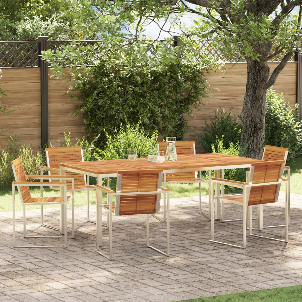 Set da Pranzo da Giardino  7 Pezzi in Legno Massello di Acacia