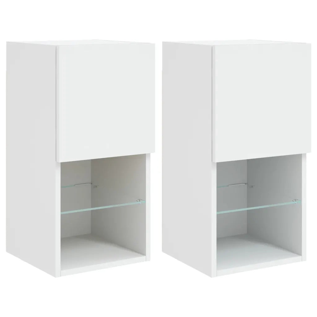 Mobili TV con Luci LED 2 pz-Credenza per TV Bianchi 30,5x30x60 cm