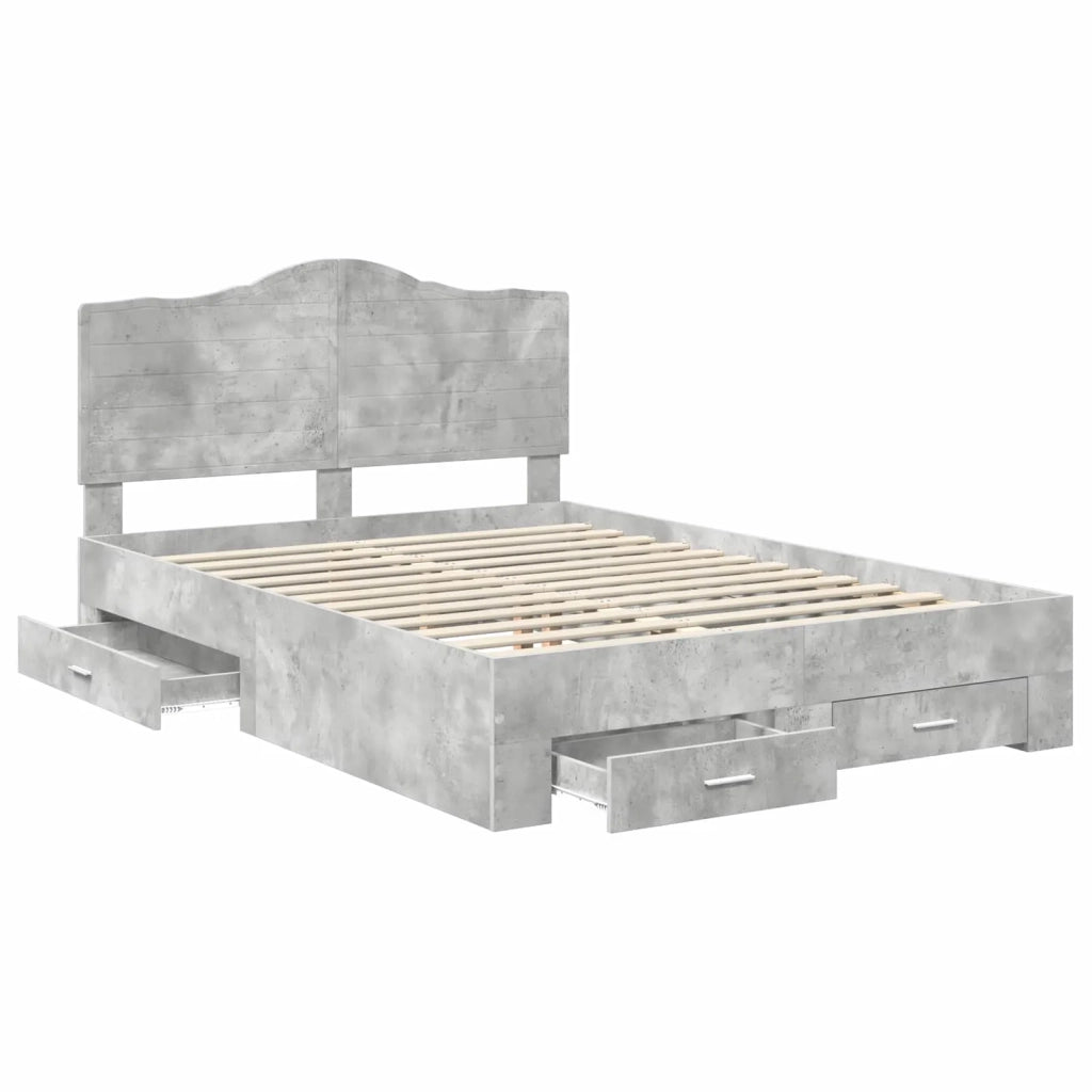 Struttura del letto con testiera Grigio cemento 140 x 190 cm