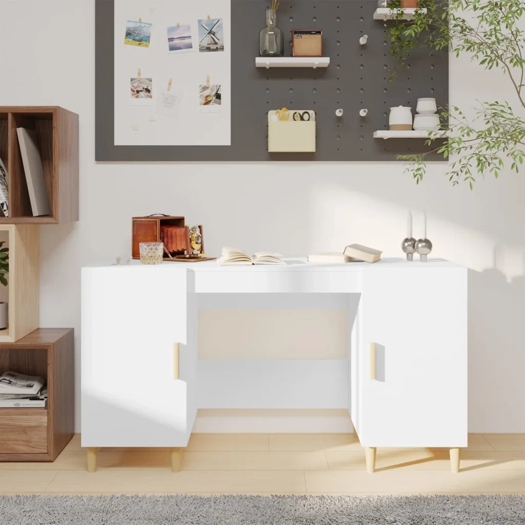 Scrivania | Tavolo da Ufficio Bianca 140x50x75 cm in Legno Multistrato
