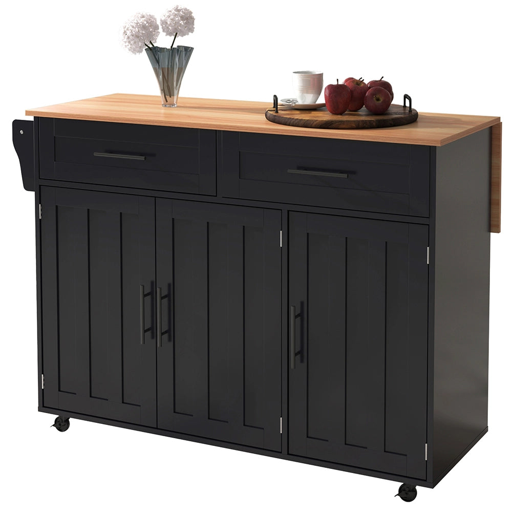 Buffet con piano ribaltabile - Xylo - 129x46x91cm nero 2 cassetti