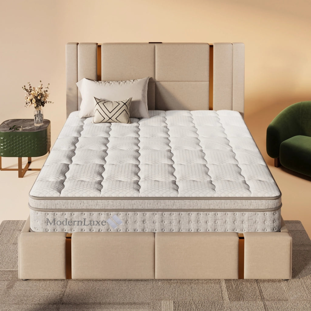 Materasso matrimoniale 140 × 200 cm a 7 zone con molle insacchettate e schiuma fredda, H3, incluso