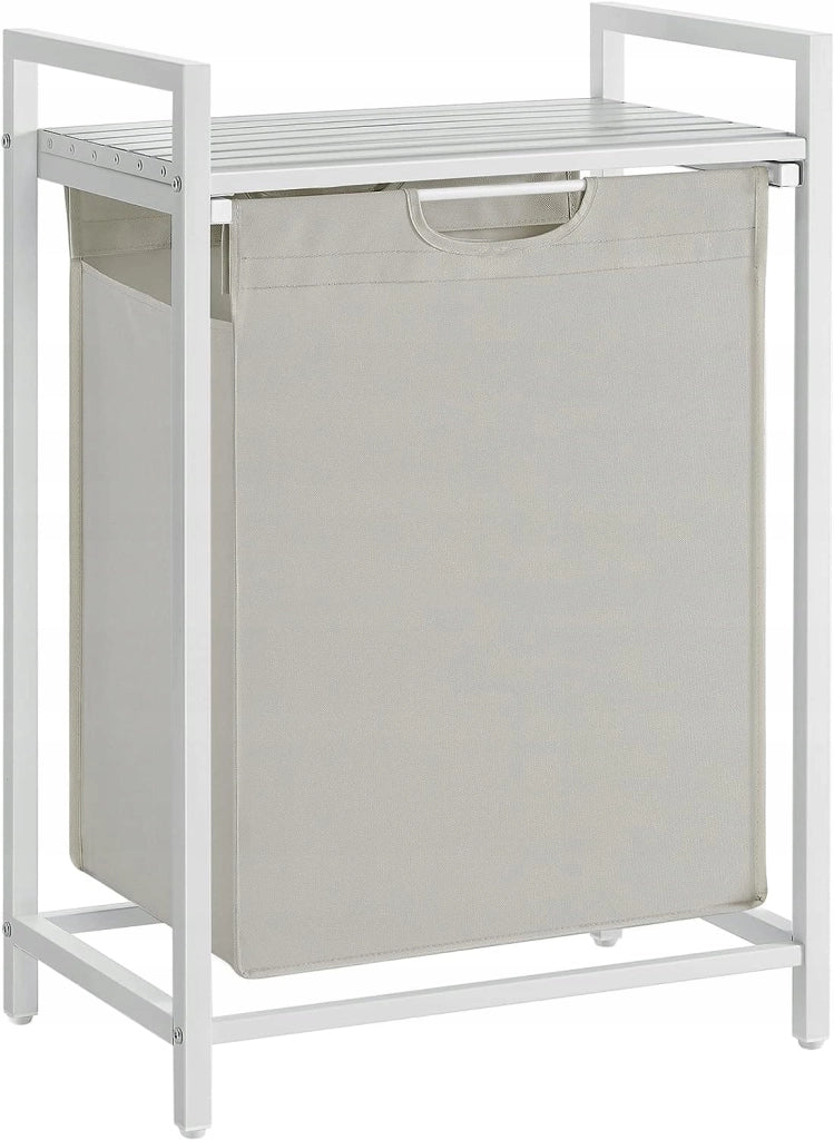 Cesto portabiancheria VALORA, contenitore per biancheria intima, bianco, MDF e acciaio - BLH101W01