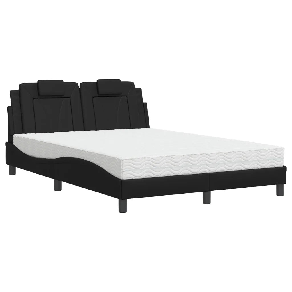 Letto con Materasso Nero 140x190 cm in Similpelle