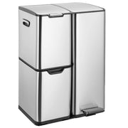 Pattumiera a 3 scomparti, sistema di raccolta differenziata da 60 l (30 + 17 + 13 L) con coperchio Softclose, pattumiera da cucina in acciaio inox, metallo, secchio interno rimovibile con