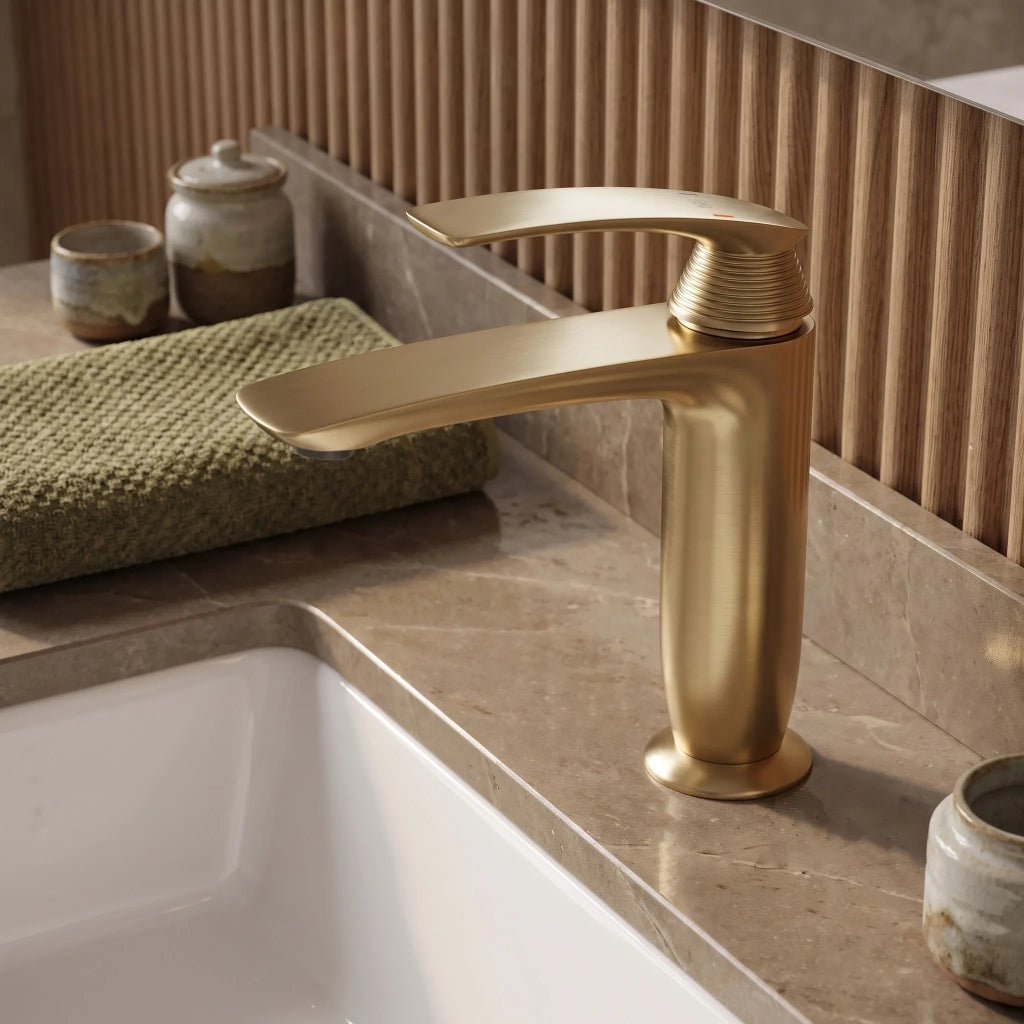 Rubinetto Da Lavabo Premium Rea Como Brush Gold Low