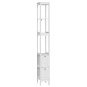 Mobile da bagno con 2 cassetti e 3 ripiani; per bagno; in MDF; 20 x 30 x 160 cm; bianco