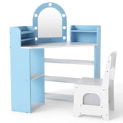 Tavolo da toeletta angolare per bambini 93,5 x 60,5 x 100 cm con specchio illuminato pratico contenitore design moderno in MDF bianco 20_0017005