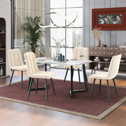 Set di 4 sedie da pranzo imbottite in velluto Antique White; 44x41x86 cm; con gambe in metallo