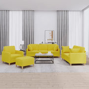 Set di Divani 4 pz con Cuscini Giallo Chiaro in Tessuto