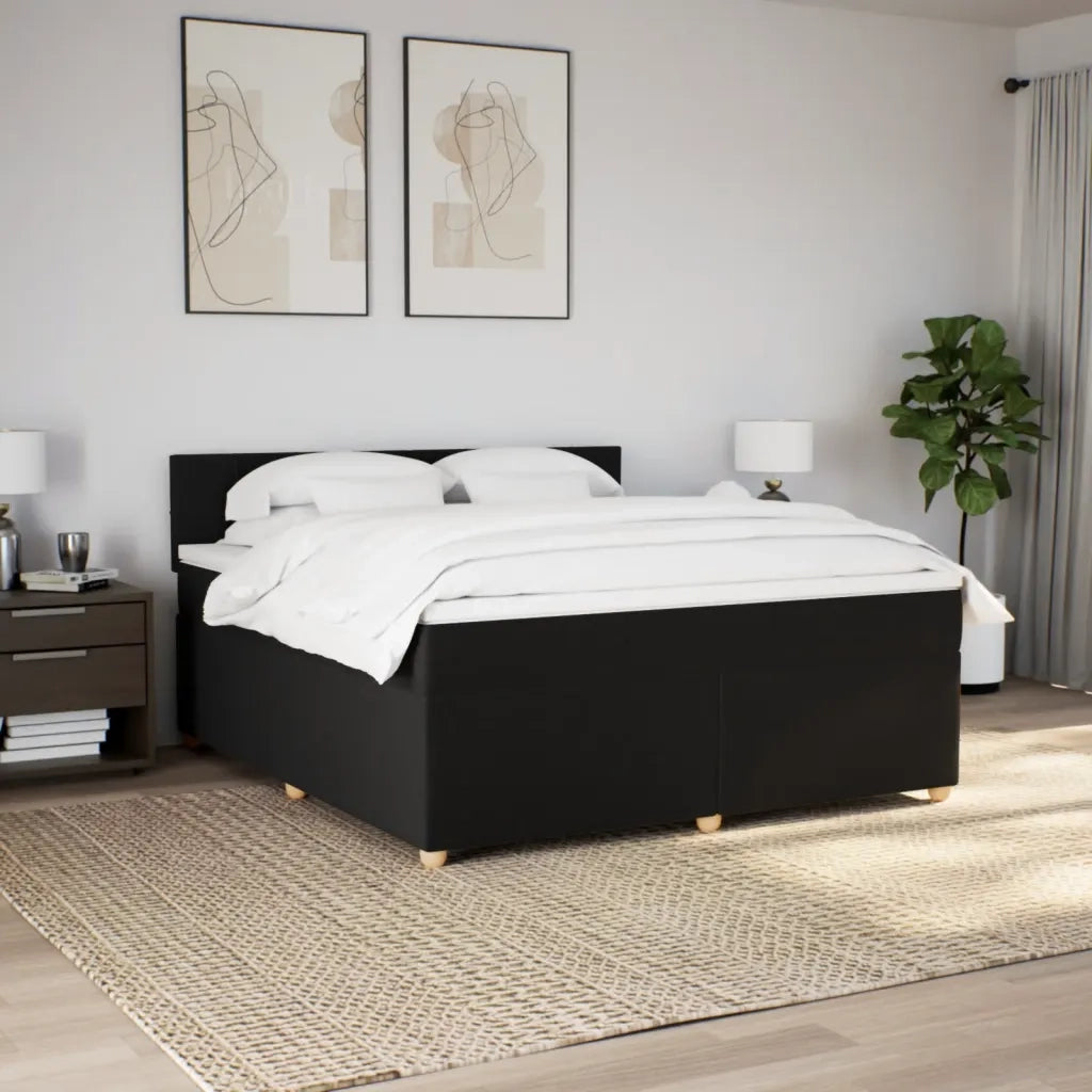 Giroletto a Molle con Materasso Nero 180x200 cm in Tessuto