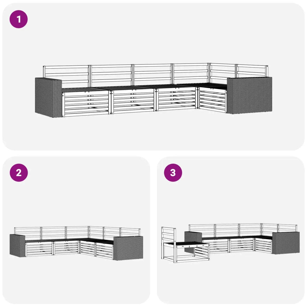 Set di divani da esterno 5 pcs Naturale 331 x 172,5 x 73 cm
