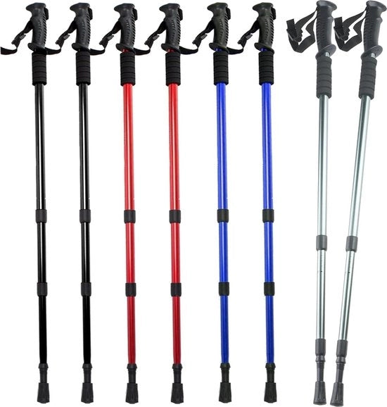 Stecchi da Nordic Walking telescopici 100-135 cm regolabili - Lega di alluminio - Anti-urto - Blu/Nero