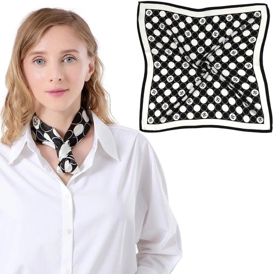 Sfumatura di seta - Sciarpa 100% seta - Sciarpe per donne - Nero/Bianco - Sciarpa lussuosa - Accessorio alla moda - Perfetta per ogni occasione