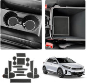 Compatibile con Kia Ceed/Proceed/XCeed GT 2018-2024 (Cambio manuale a 6 velocità)  Mattonelle antislip in gomma Mattonelle mignonette Borsa per bicchiere Supporto console Portaoggetti Mattonella antislip (Bianca)