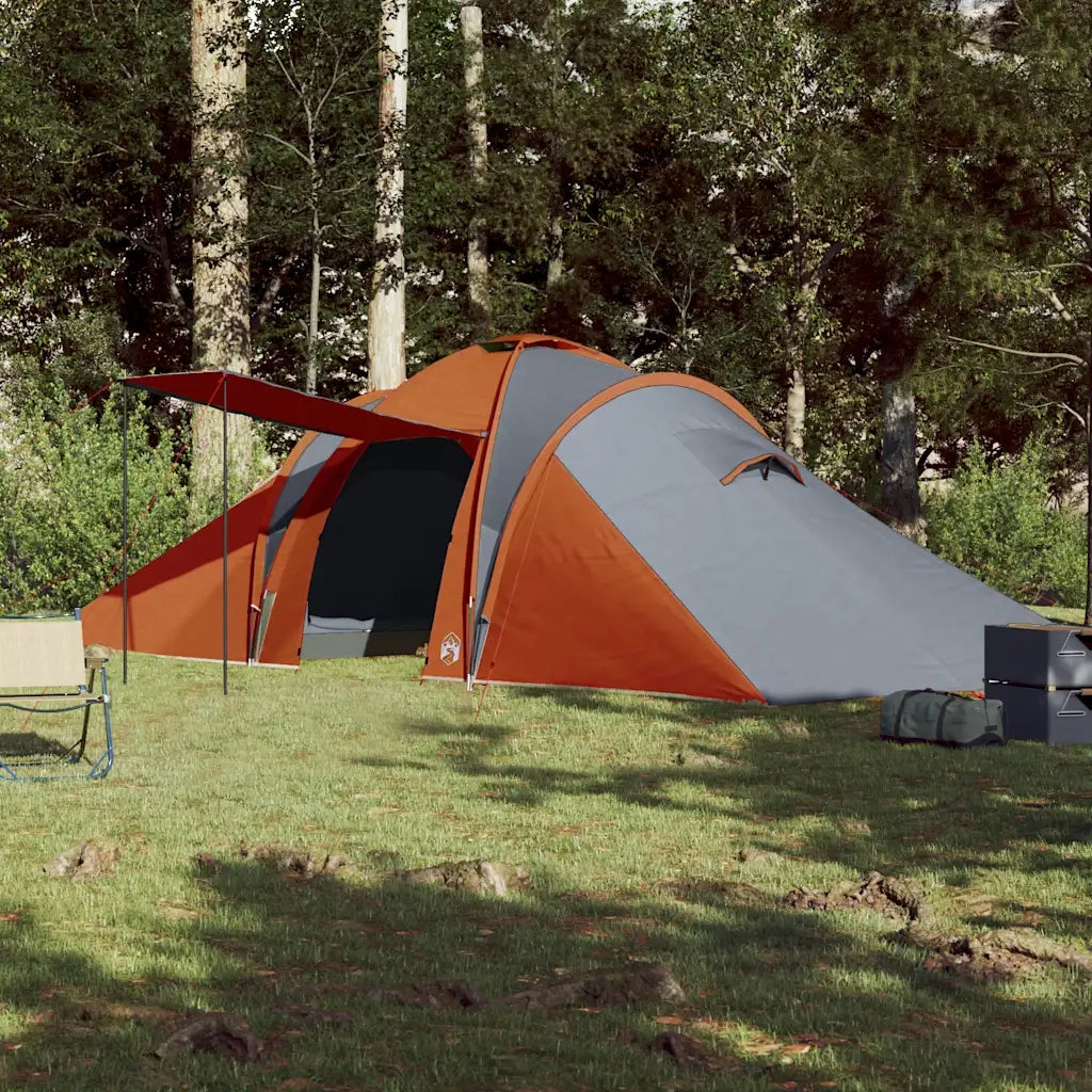 Tenda da Campeggio a Cupola 6 Persone Grigio e Arancione 94345