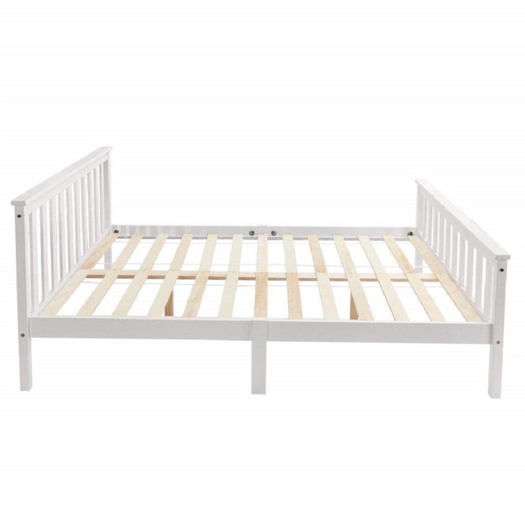 Letto matrimoniale 140x200 cm; doghe rinforzate; legno; bianco (Senza materasso)