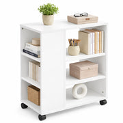 Tavolino Divano Libreria Moderno 3 Ripiani con 4 Ruote Legno Mdf Bianco