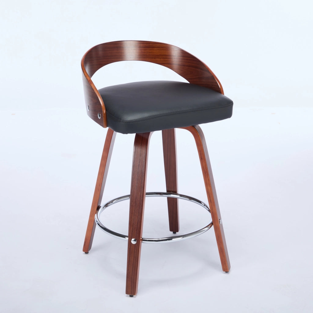 Sgabelli da Bar Set 2 Pezzi Girevoli con Cuscino ¨C MINIMAL ¨C Legno Nero, Seduta 63 cm