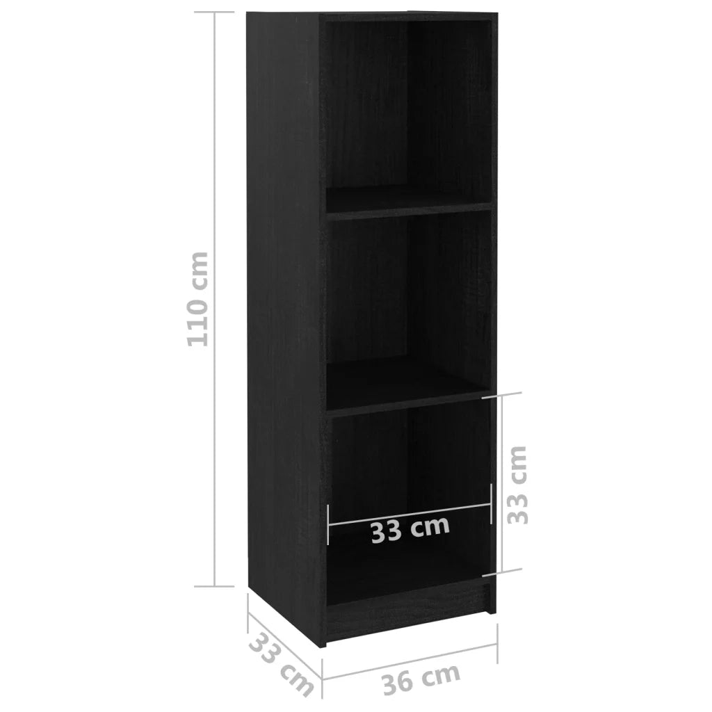 Libreria/Divisorio Nero 36x33x110 cm in Legno Massello di Pino 809940