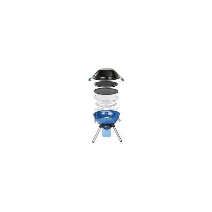 Campingaz 2000030685 Party Grill 400 CV Barbecue e Fornello Portatile 2000W accensione Piezo griglia piastra reversibile colore Nero Blu