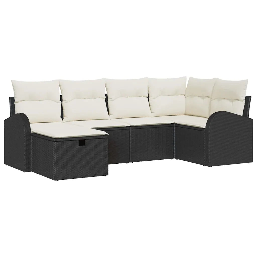 Set di divani con cuscino Nero e Crema polyrattan 3359076