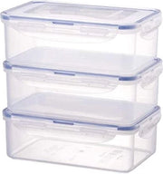 Set di contenitori per la conservazione 3 in 1, contenitori di stoccaggio trasparenti in plastica di alta qualità, BPA libera, impermeabile, rettangolari, 3 x 1 litro