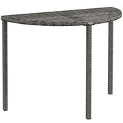 Balkontisch, halbrund, Polyrattan+Metall, 100x50x74 cm, Grau
