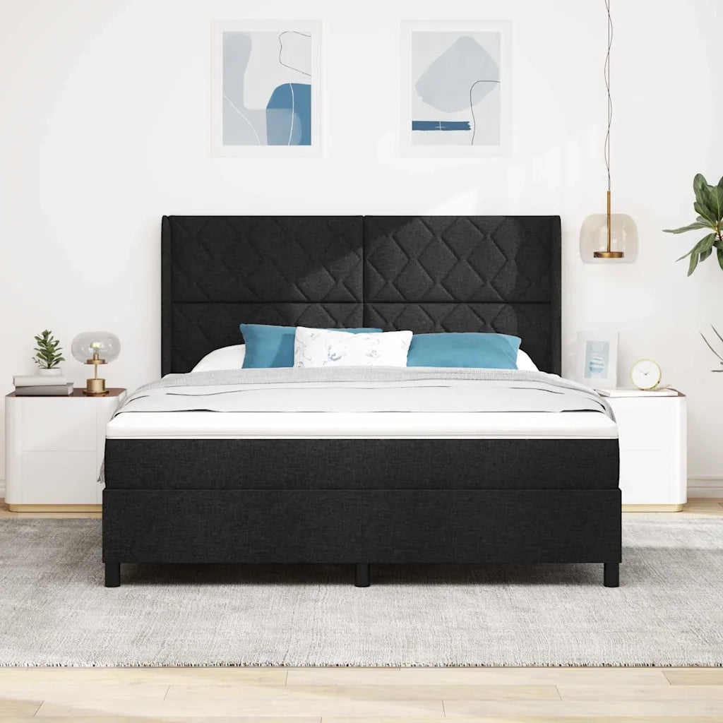 Letto a molle con materasso Nero 180 x 200 cm Tessuto 3343583