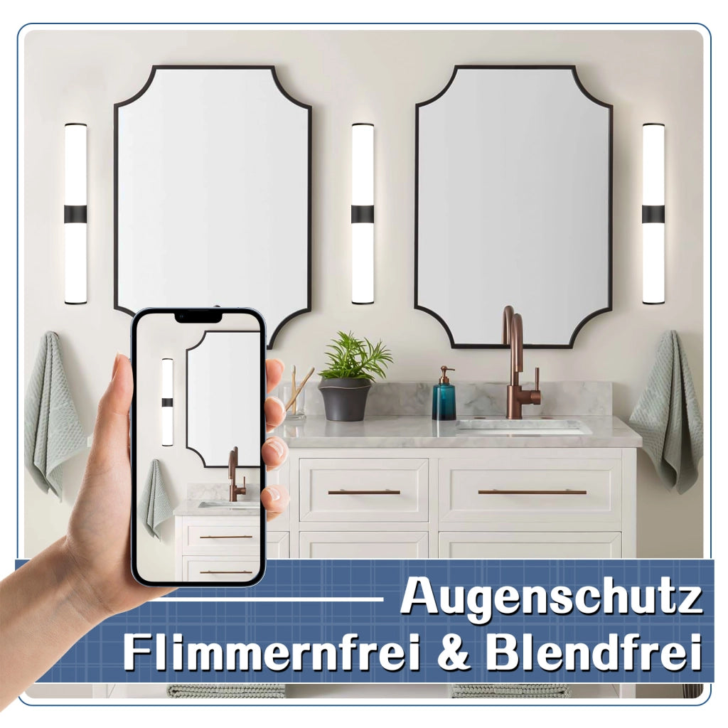 ZMH Lampada da Bagno sopra Specchio Nera 8W IP44 a Parete Luce Neutra 4000K 40cm