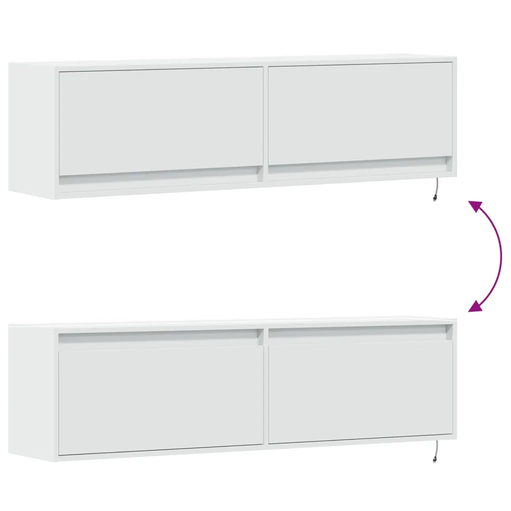Mobile TV a Parete con Luci LED Bianco 140x31x38 cm 852369