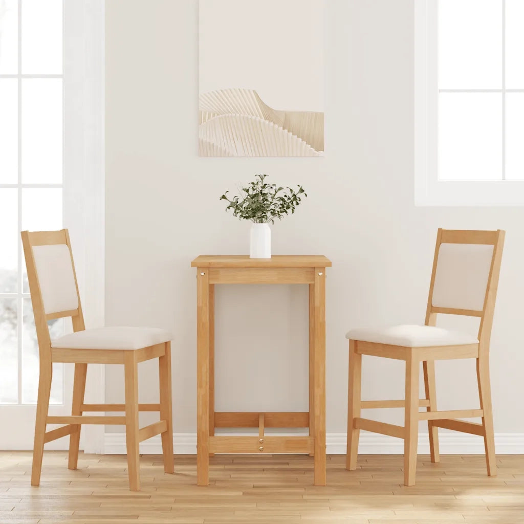 Sgabelli da Bar con Cuscini 2pz Naturale Legno Massello Hevea 4102565
