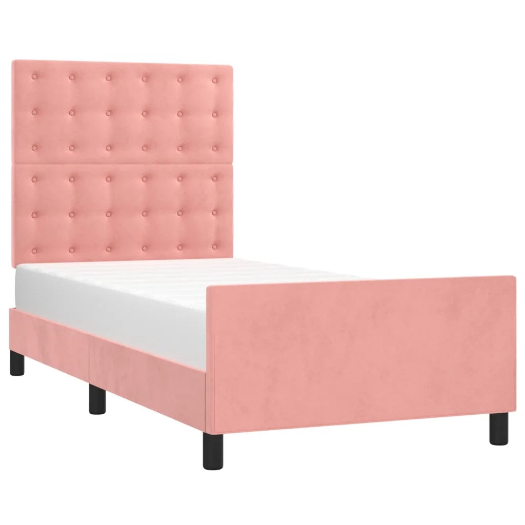 Giroletto con Testiera-Struttura Letto con testiera Rosa 100x200 cm in Velluto 756012