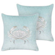 Set di 2 cuscini in velluto quadrato motivo granchio marino blu accessorio soggiorno camera da letto