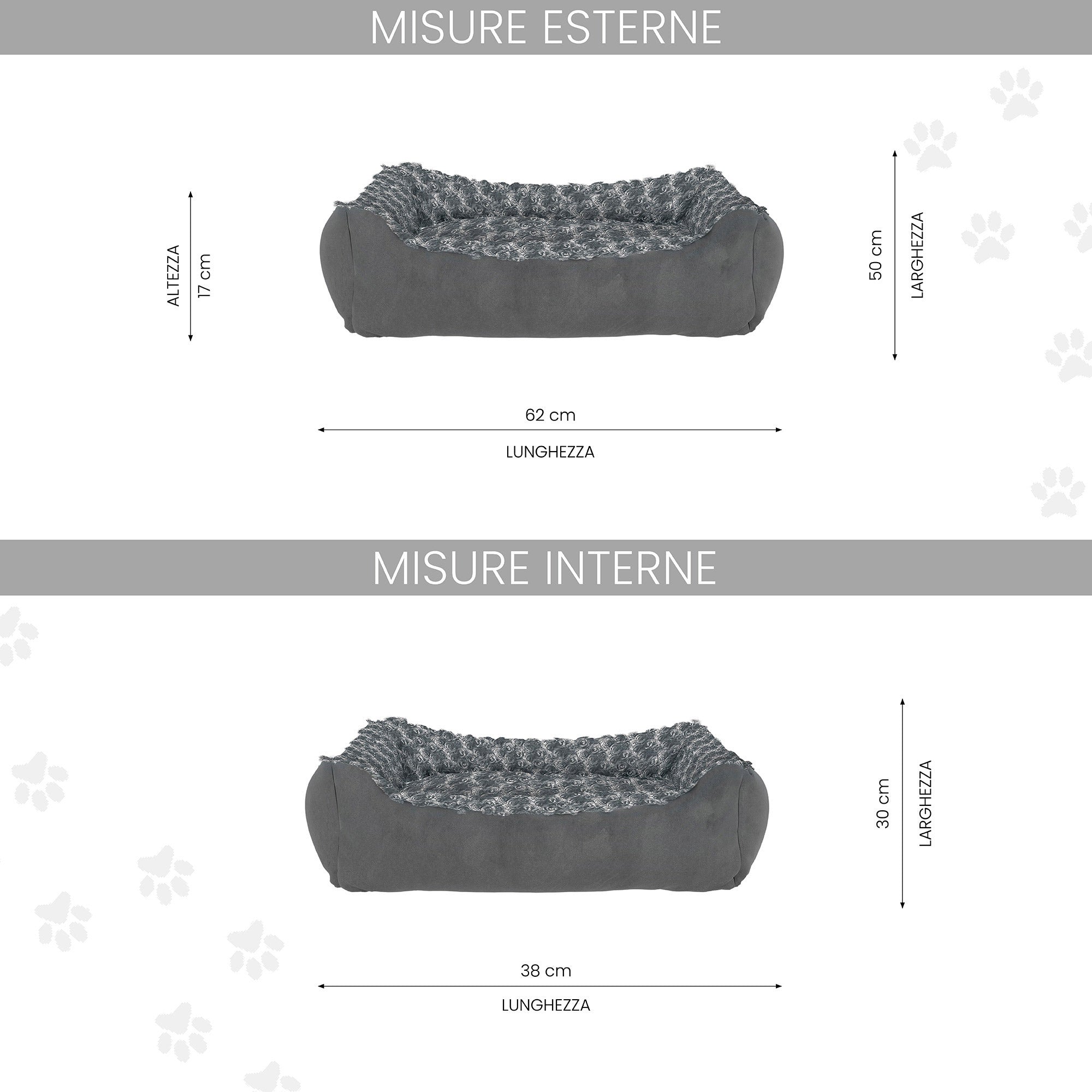 Cuccia per Cani e Gatti 62x50x17 cm in Poliestere Zoe Grigia