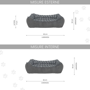 Cuccia per Cani e Gatti 62x50x17 cm in Poliestere Zoe Grigia