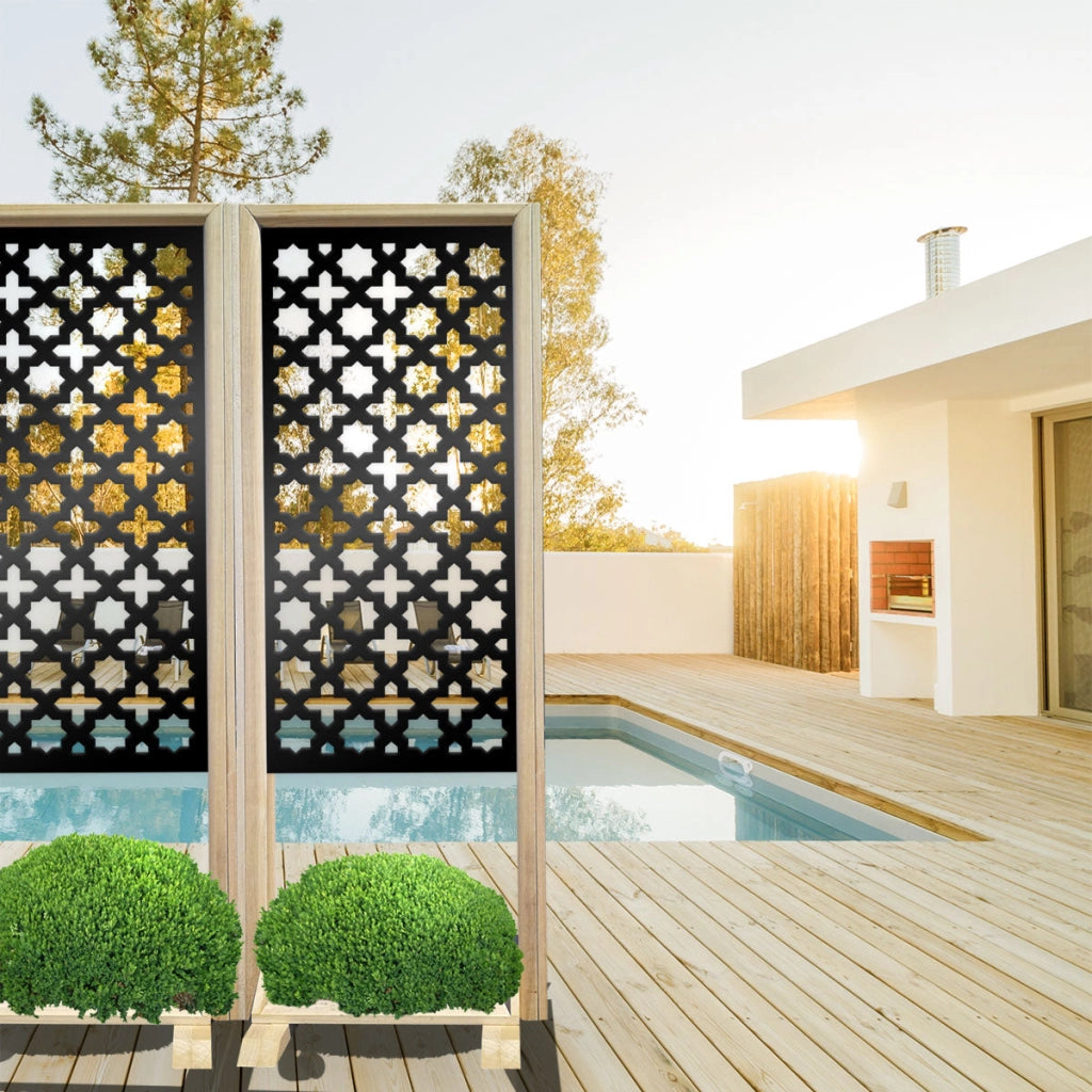 CROSS - Separè - Paravento modulabile - 70x190cm - in Legno e PVC Colore: nero